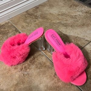 Never worn pink glass heel
